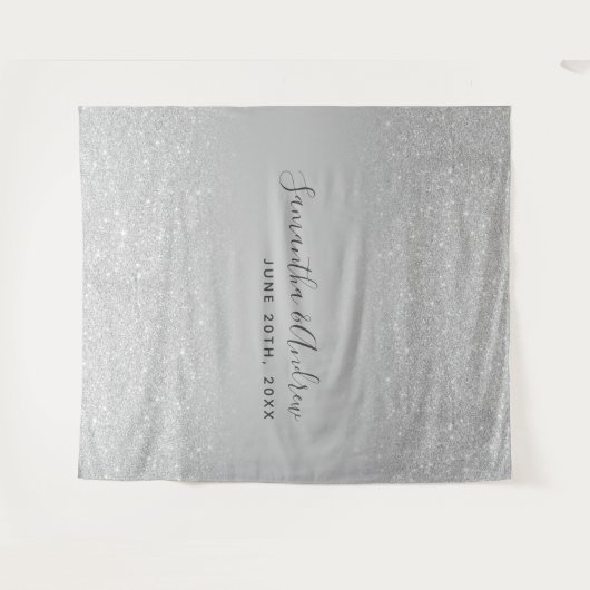 Tenture parties scintillant d'argent ombre mariage en toil (Devant (Horizontal))