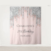Tenture Parties scintillant de fête d'anniversaire rose or (Devant)