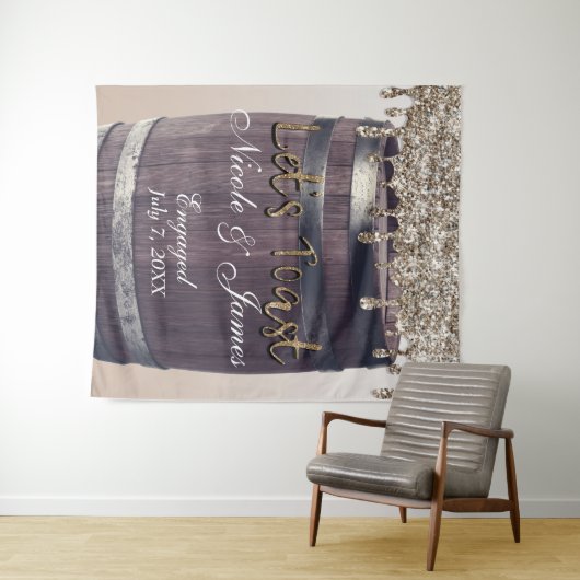 Tenture Parties scintillant d'or Champagne goutte Fiançai (En situation (horizontale))