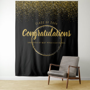 Tenture Parties scintillant d'or Diplôme d'études supérieu