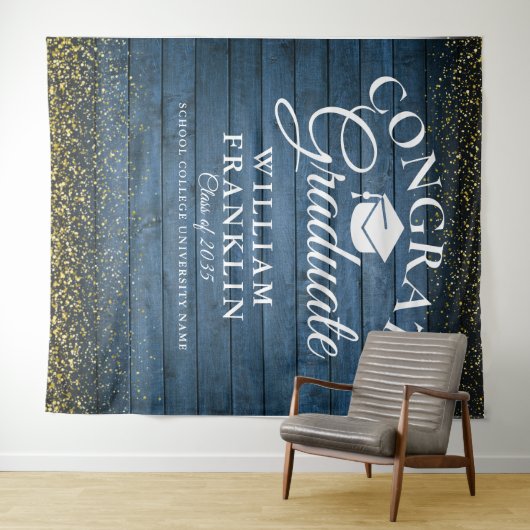 Tenture Parties scintillant d'or en bois bleu - Arrière-pl (En situation (horizontale))