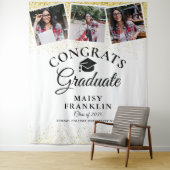 Tenture Parties scintillant d'or Graduation moderne 3 Fond (En situation)