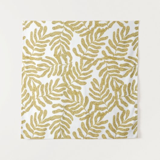 Tenture Parties scintillant d'or motif feuille abstrait (Devant)