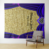 Tenture Parties scintillant d'or Noir & Blanc Coeur Bleu R (En situation (horizontale))