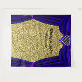 Tenture Parties scintillant d'or Noir & Blanc Coeur Bleu R (Devant (Horizontal))