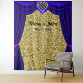 Tenture Parties scintillant d'or Noir & Blanc Coeur Bleu R (En situation)