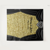 Tenture Parties scintillant d'or Noir & Blanc Coeur Noir R (Devant (Horizontal))