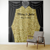 Tenture Parties scintillant d'or Noir & Blanc Coeur Noir R (En situation)