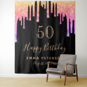 Tenture Parties scintillant d'or noir rose d'anniversaire  (En situation)