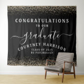 Tenture Parties scintillant d'or Script Calligraphie Gradu (En situation (horizontale))