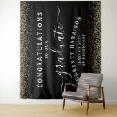 Tenture Parties scintillant d'or Script Calligraphie Gradu (En situation)