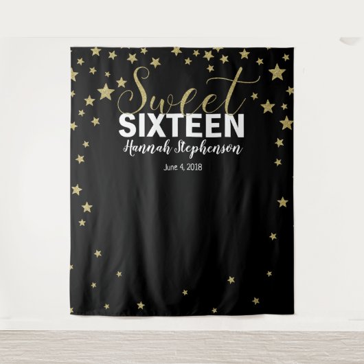 Tenture parties scintillant douce 16 anniversaire bannière (Devant)