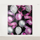 Tenture Parties scintillant en argent rose Noir Ballons ar (Devant)