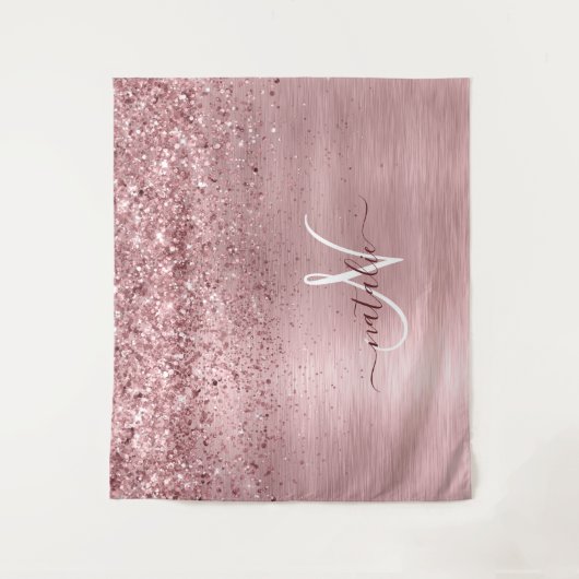 Tenture Parties scintillant en métal brossé rose pâle Nom (Devant)