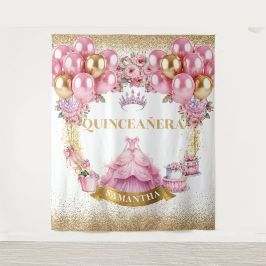 Tenture Parties scintillant en or rose Quinceañera Party T (Devant)