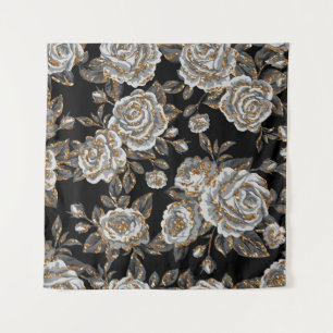 Tenture Parties scintillant Gold Floral : Étincelle Vintag