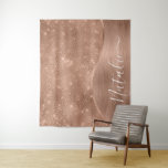 Tenture Parties scintillant métal Rose or personnalisé<br><div class="desc">Personnalisez facilement ce métal brossé or rose et la tapisserie à parties scintillant imitation glamour à motifs avec votre propre nom personnalisé.</div>