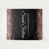 Tenture Parties scintillant or rose et Sweet sixteen noir (Devant (Horizontal))