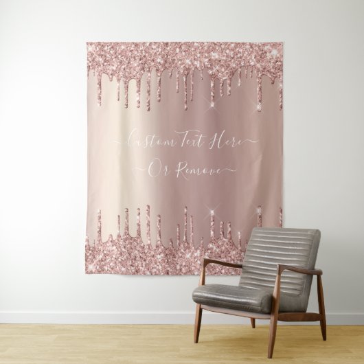 Tenture Parties scintillant rose Gold Blush Éclats Texte p (En situation)