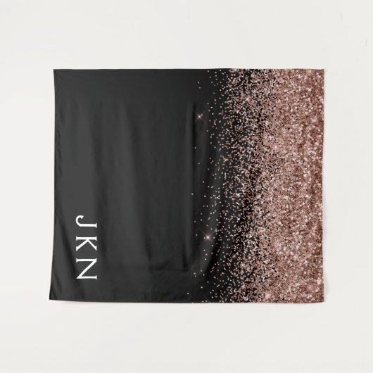 Tenture Parties scintillant rose or rose pâle Monogramme I (Devant (Horizontal))