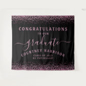 Tenture Parties scintillant rose Script Calligraphie noir  (Devant (Horizontal))