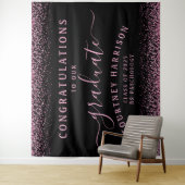 Tenture Parties scintillant rose Script Calligraphie noir  (En situation)