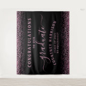 Tenture Parties scintillant rose Script Calligraphie noir  (Devant)
