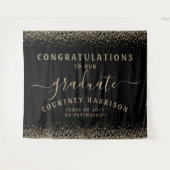 Tenture Parties scintillant Script Calligraphie Graduation (Devant (Horizontal))