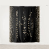 Tenture Parties scintillant Script Calligraphie Graduation (Devant)