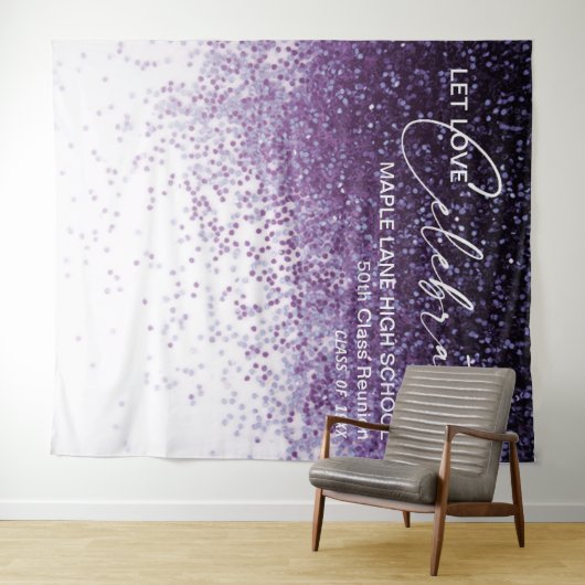 Tenture Parties scintillant Violet Confetti Classe Réunion (En situation (horizontale))