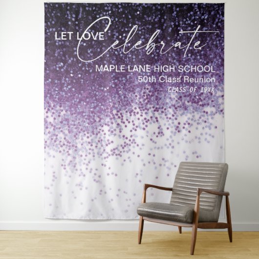 Tenture Parties scintillant Violet Confetti Classe Réunion (En situation)