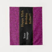 Tenture Parties scintillant violette avec message photo An (Devant)