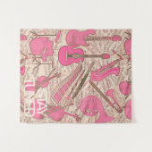 Tenture Partition et instruments de musique rose/ivoire ID (Devant (Horizontal))