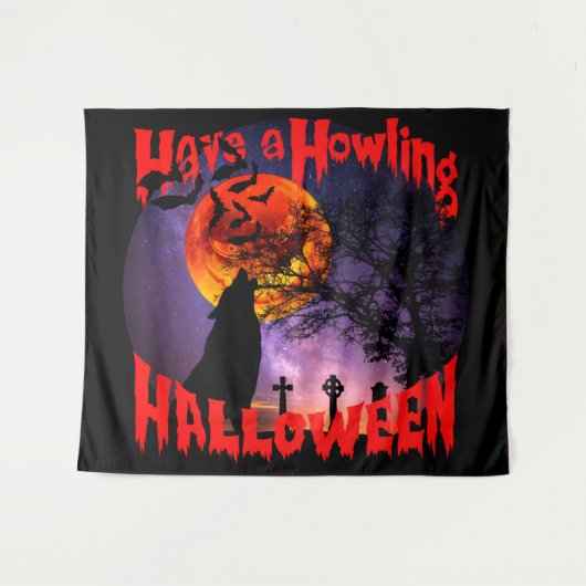 Tenture Passez un Halloween hurlant (Devant (Horizontal))