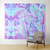 Tenture Pastel Blue & Purple Marble Texture liquide (En situation (horizontale))