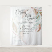 Tenture Pastel Coral Turquoise Foliage Mariage Fond photo (Devant)