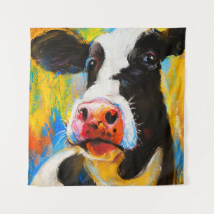 Tenture Pastel Cow Portrait Peinture moderne