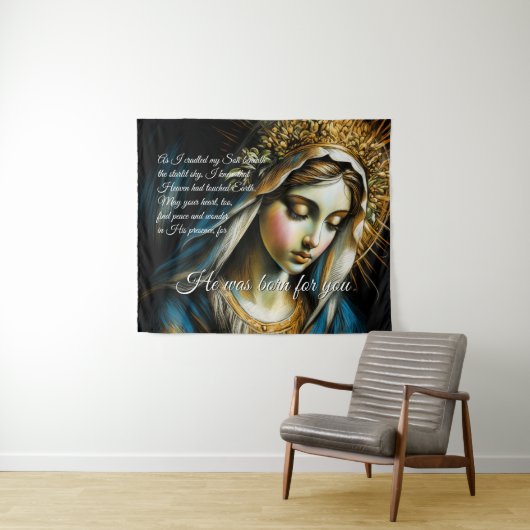 Tenture Pastel Drawing Blessed Virgin Mother Message (En situation (horizontale))