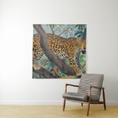 Tenture Pastel jaguar : dessin de la jungle. (En situation)