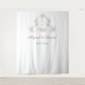 Tenture Pastel Peonies Cadre Mariage Monogrammes fond (Devant)