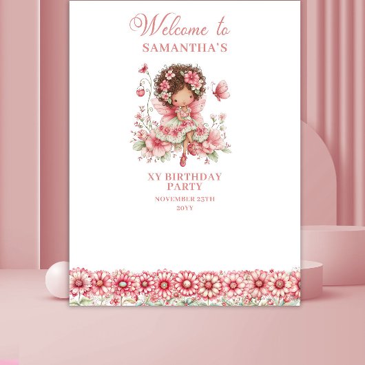 Tenture Pastel Pink Fairy Cute Floral 2 Birthday Backdrop
