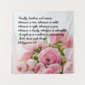 Tenture Pastel Pink Flowers Bible Verse (Devant)