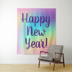 Tenture Pastel Rainbow Tapestry New Year's Party