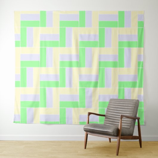 Tenture Pastel Rectangles Lignes en pointillé blanc Motif (En situation (horizontale))