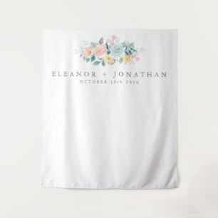 Tenture Pastel Turquoise rose Aquarelle Floral Personnalis