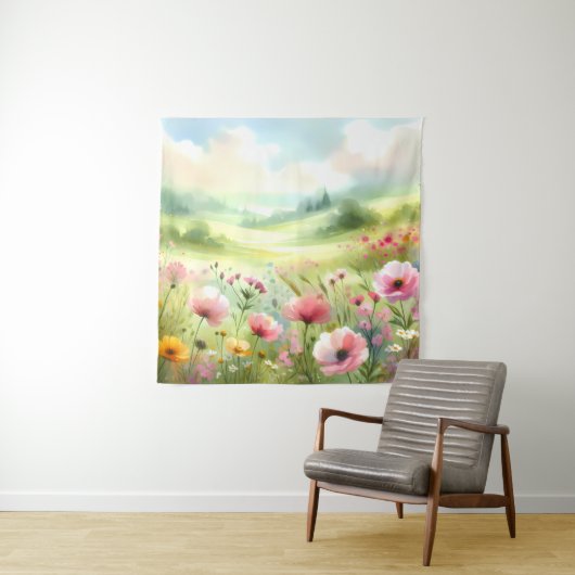 Tenture Pastel Wildflower Meadow Landscape (En situation)