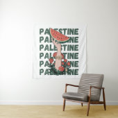 Tenture pastèque, fleurs et palestine Texte Répéter (En situation)