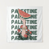 Tenture pastèque, fleurs et palestine Texte Répéter (Devant)