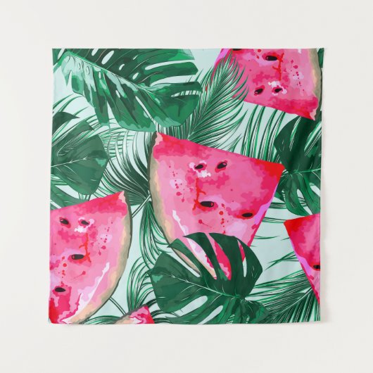 Tenture Pastèques, palmiers feuilles : pattes tropicales s (Devant (Horizontal))