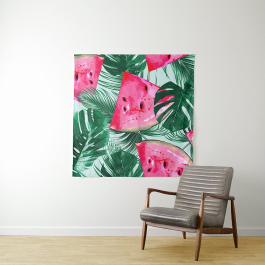 Tenture Pastèques, palmiers feuilles : pattes tropicales s (En situation)